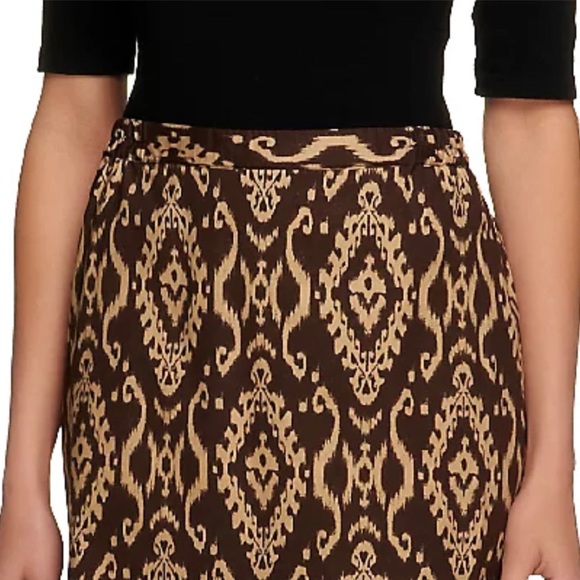 Linea by Louis Dell'Olio Ikat Printed Pull-On Skirt, 2X Black-Red Combo A254441 - Picture 4 of 11